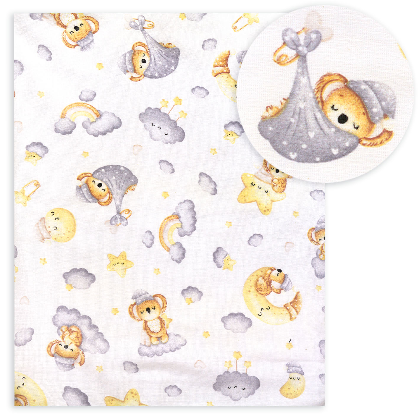 Pieluchocerata flanelowa chmurki szare